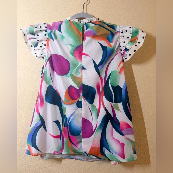 Colorful Ruffle Sleeve Top size Large - Picture 2 of 2